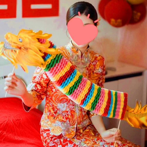 接亲堵门中国风剪纸小彩龙灯笼