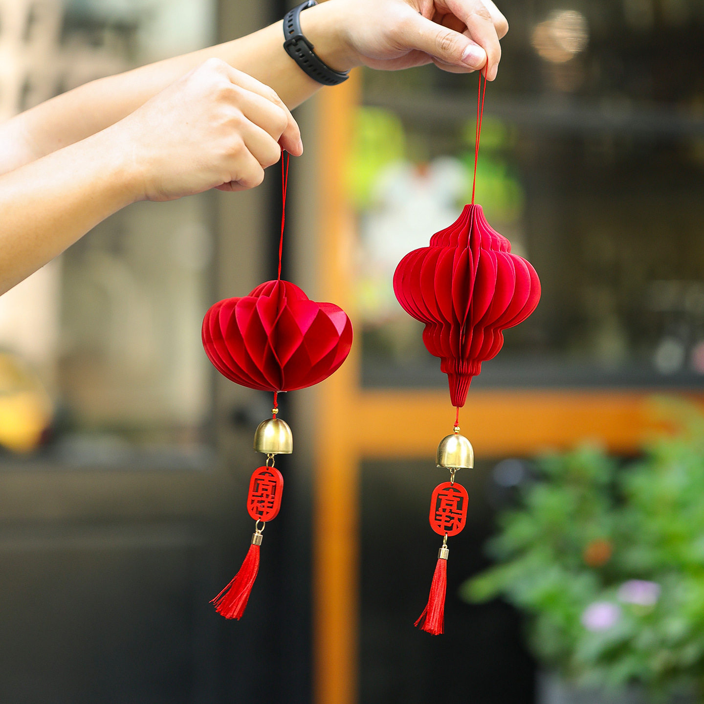 元宵灯笼蜂窝绿植摆件年货氛围