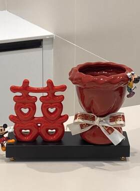 结婚房双喜花瓶装饰摆件礼
