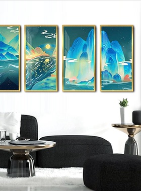 情趣江山图私密艺术挂画 产康医美现代美容院装饰画月子会所墙画