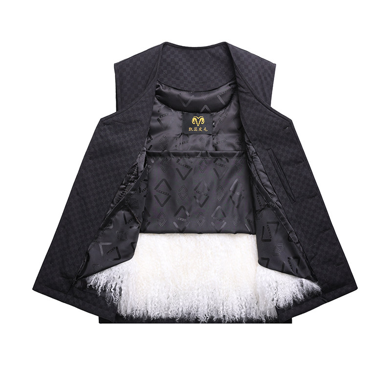 中老年滩羊皮男士活里活面背心