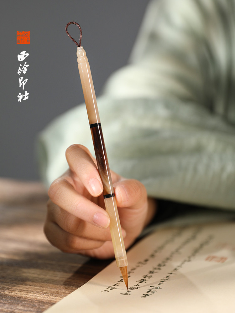 【西溪隐社】花角小楷书毛笔法画礼盒、特细金钩线笔、专业级狼毛