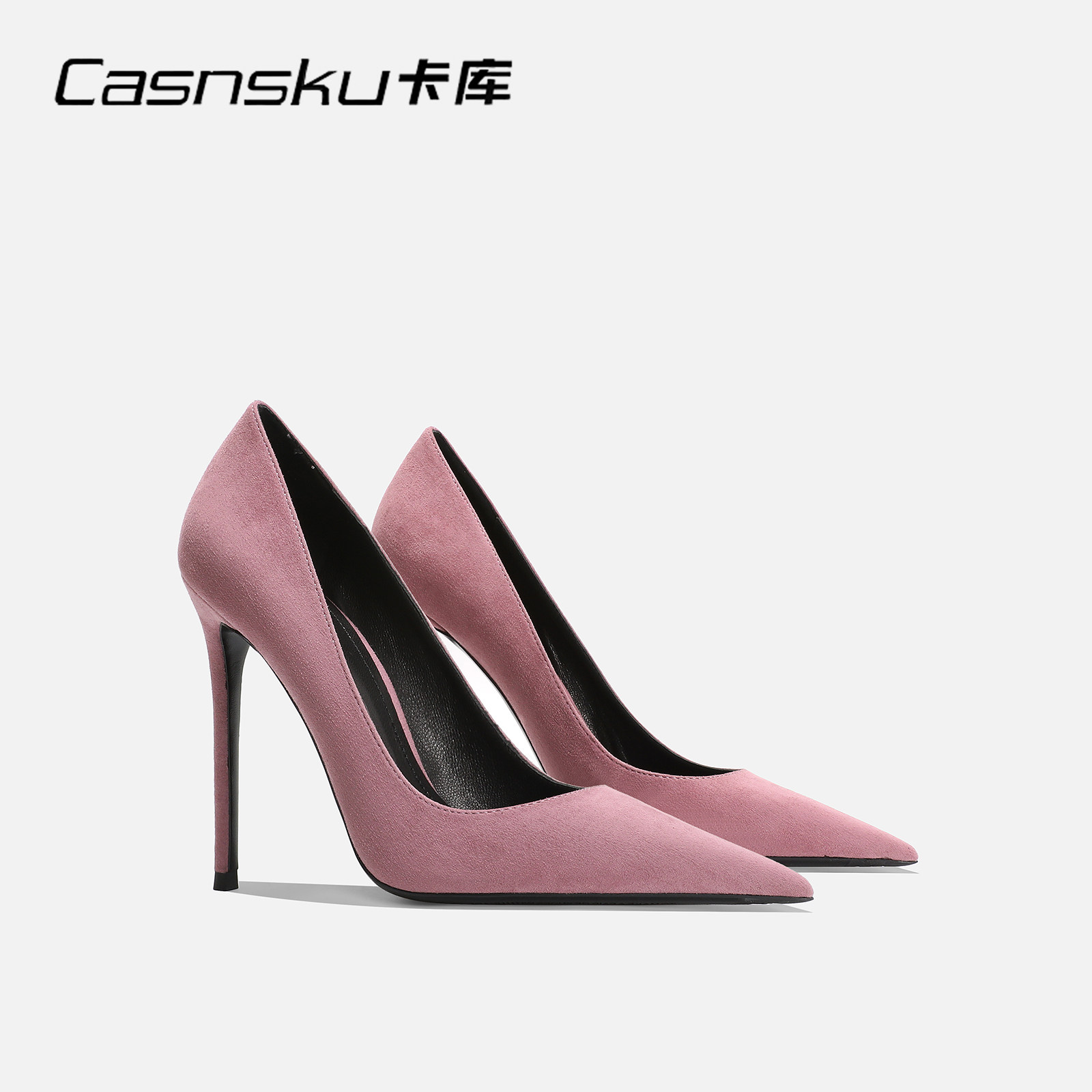 【树莓粉】绒面粉色高跟鞋女