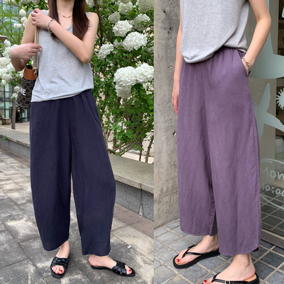 海维恩天丝亚麻九分裤