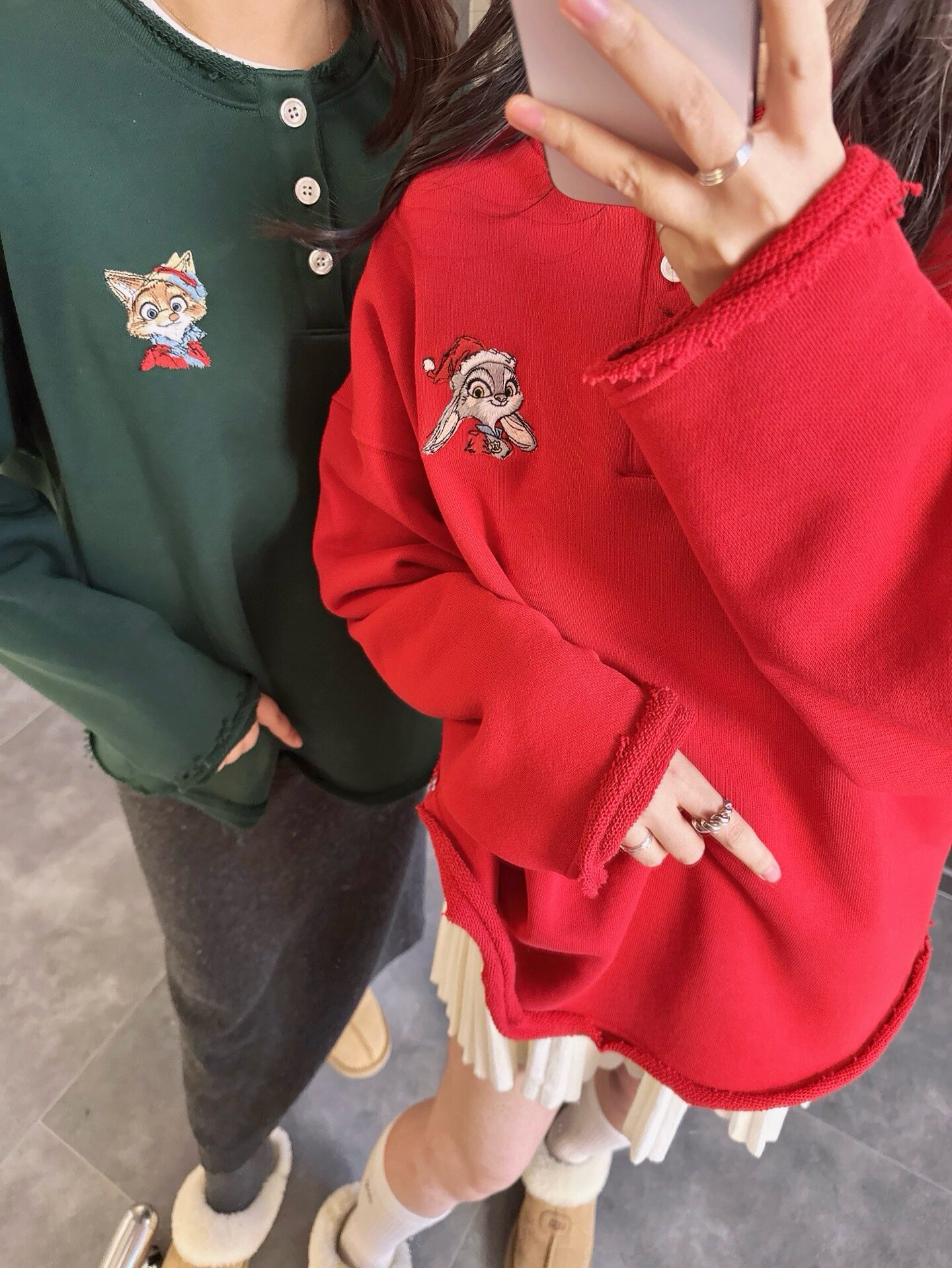 软乎乎卷边钉扣圣诞红色卫衣Pandawarks熊猫纸袋380g纯棉毛圈上衣