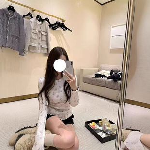 早安樊樊 香家乖乖女 纯色/碎花拷边针织长袖+短袖女秋冬奶气内搭