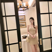 Hotdog 热狗很辣闪闪小香小香风方糖韩系针织吊带修身 连衣裙