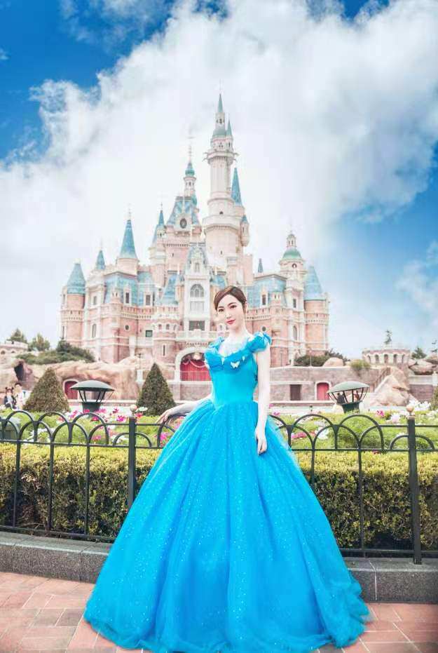 出租灰姑娘cos服电影同款高定仙度瑞拉仙蒂公主舞会生日派对礼服