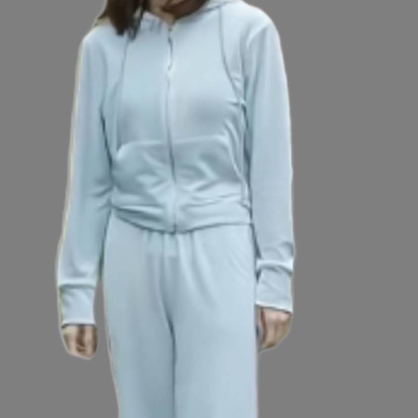 如果奔跑是我的人生钟楚曦程安心同款浅蓝色短款连帽宽松运动套装