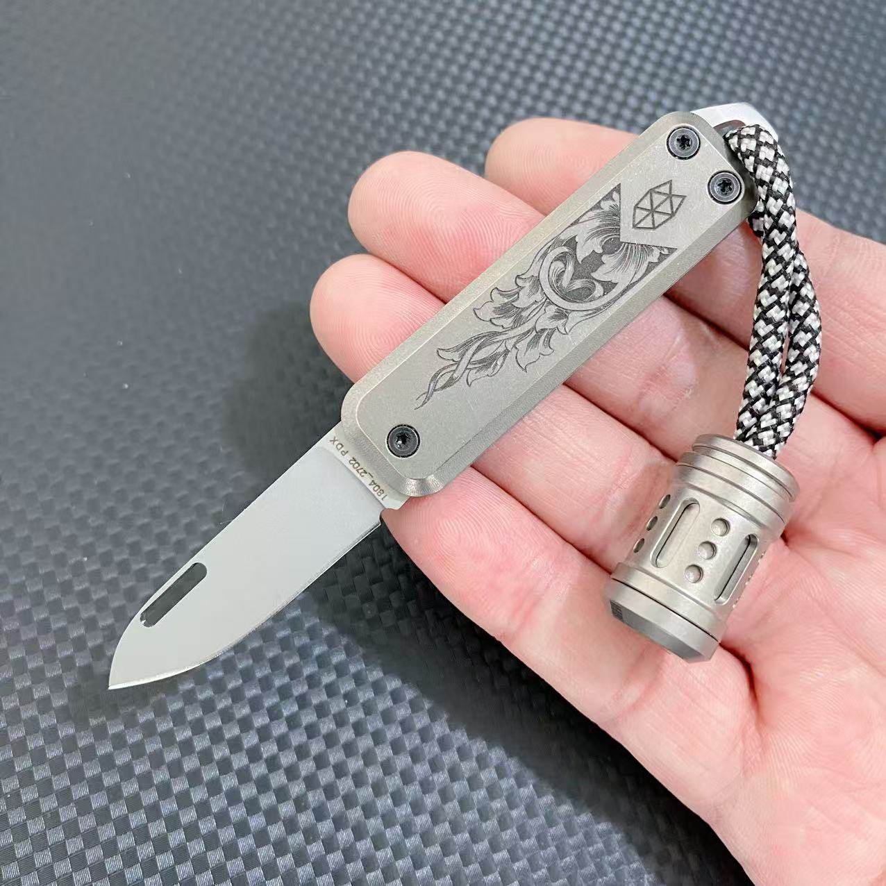 詹姆斯钛合金TC4口袋刀高硬度多功能小折刀EDC迷你小刀折叠钥匙刀