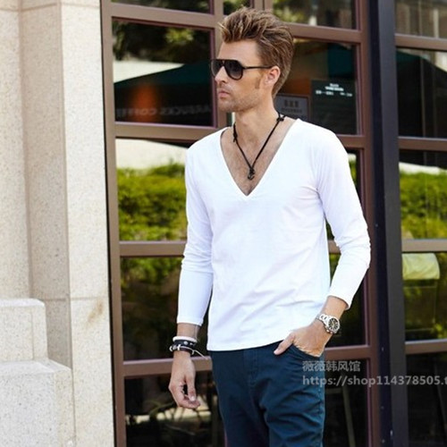 大领恤男纯棉长袖紧身男士