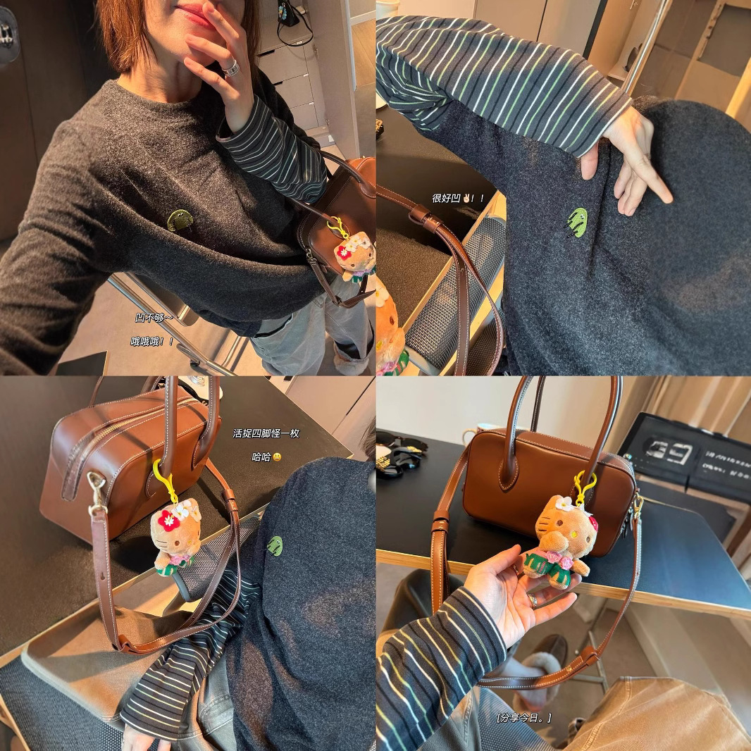 25韩系小众兔毛绒+发热德绒拼接面料假两件立体四脚怪圆领套头衫