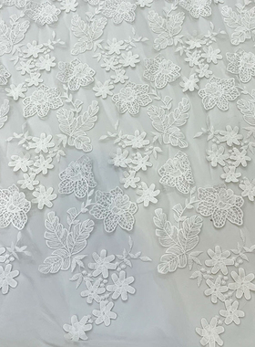 新款水溶立体大红色服装婚纱礼服辅料花边刺绣蕾丝布料手工面料布