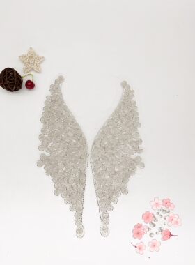 时尚高档领花珠管网纱蕾丝服装挂件花边装饰品蝴蝶花型一对辅料布