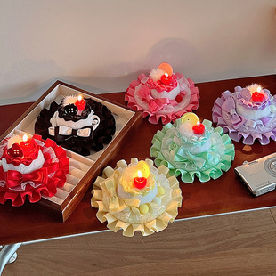 原创Lolita生日拍照道具樱桃可点燃生日帽发夹可爱帽子少女甜美风