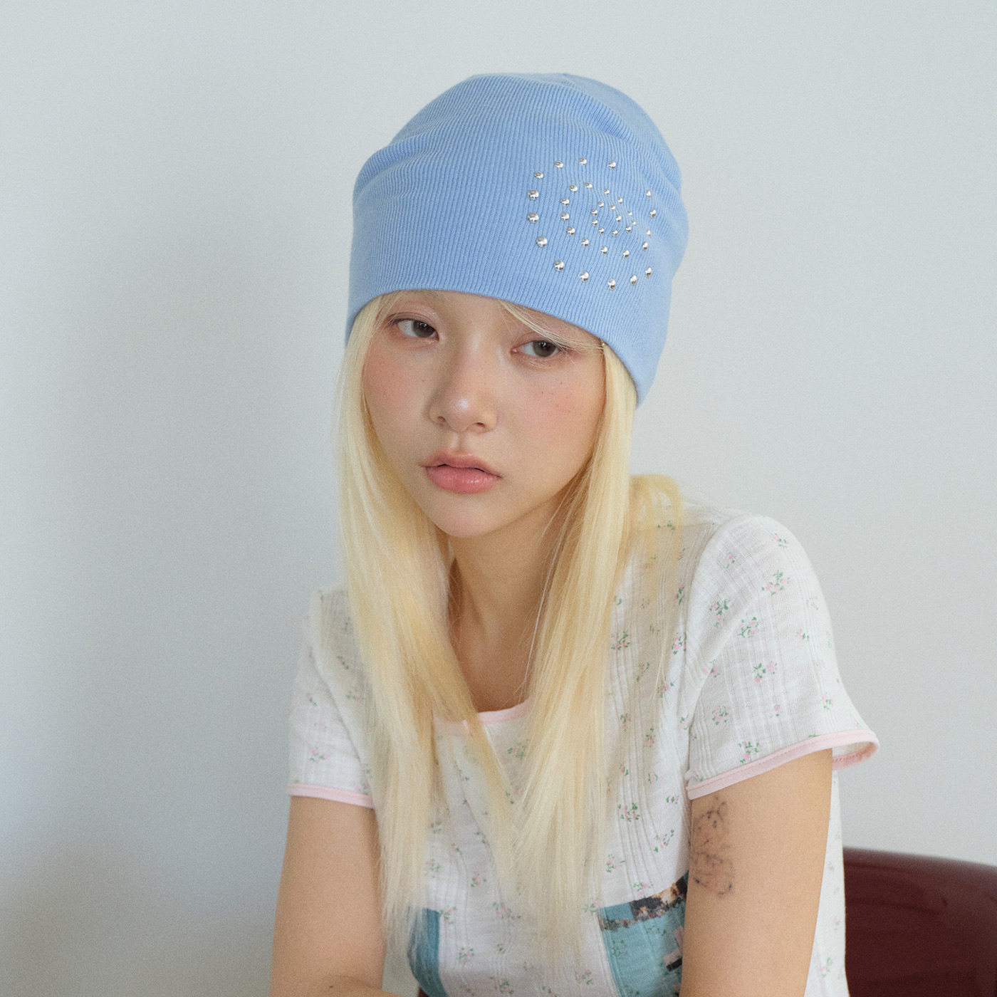 Sumyee复古螺纹烫钻ins风冷帽女秋冬薄款钉珠针织包头帽毛线帽
