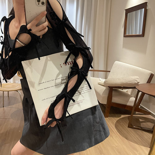 Sumyee千禧Y2K辣妹蕾丝镂空蝴蝶结少女芭蕾舞风遮瑕防晒披肩手袖