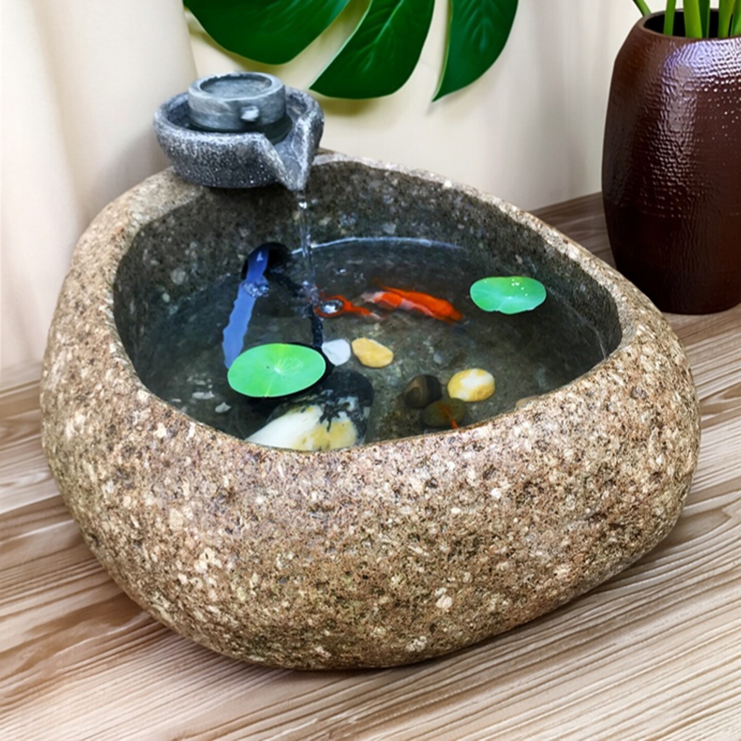 天然鹅卵石流水摆件室内招财中式转运石禅意石来运转小美庭院