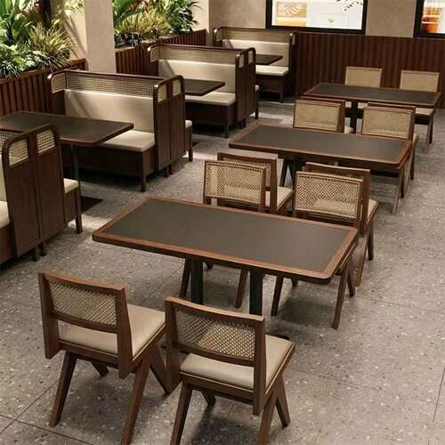 山野风餐厅卡座沙发商用实木茶楼茶餐厅烧烤店餐饮火锅店桌椅组合