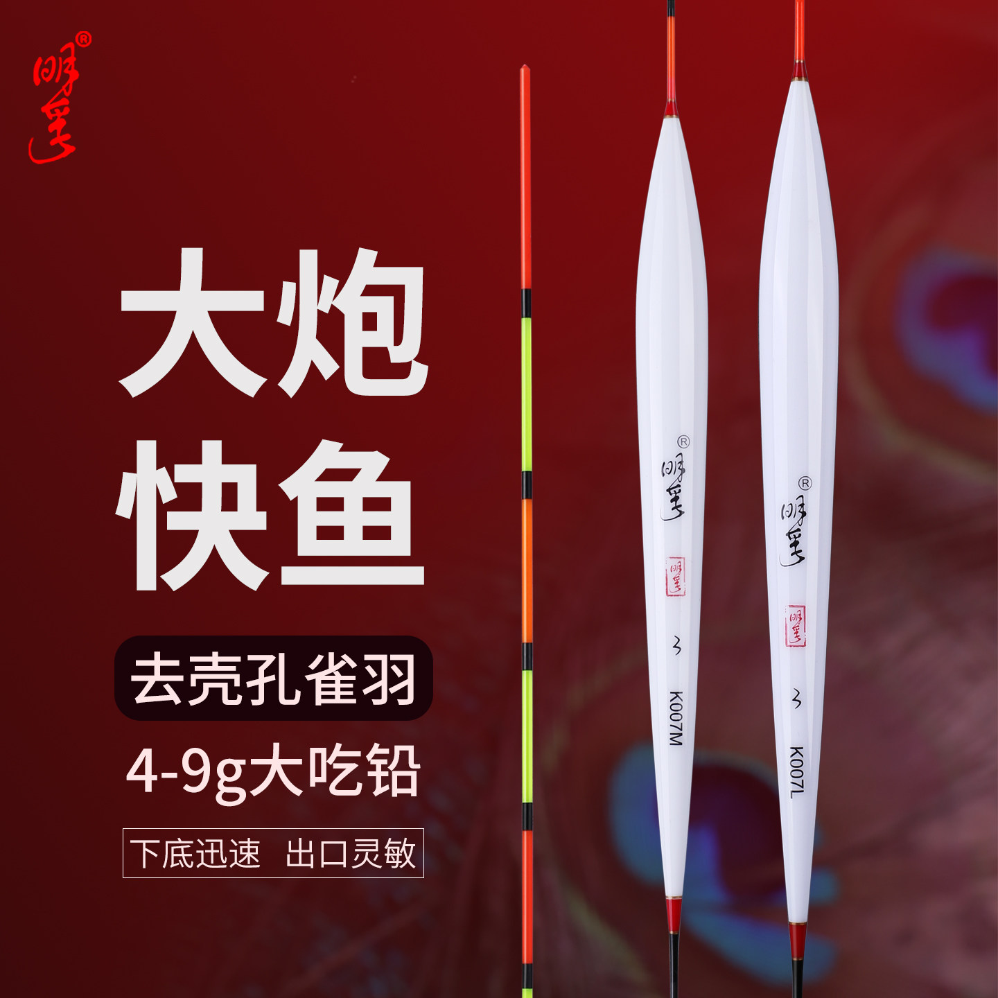 明孚孔雀羽浮漂高灵敏醒目加粗黑坑正钓大炮抢鱼浮漂底钓鲤鱼漂