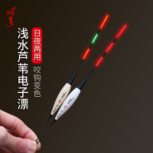 明孚浅水夜光鱼漂日夜两用咬钩变色硬尾芦苇电子漂高灵敏鲫鱼浮漂