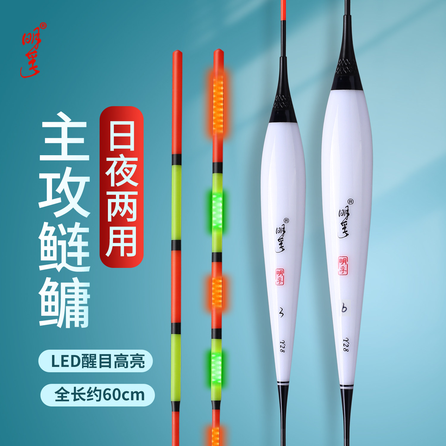 明孚鲢鳙夜光漂醒目加粗日夜两用变色青鱼草鱼大物电子漂夜光鱼漂