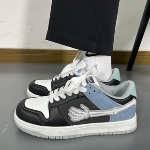 牛仔拼接学生百搭运动鞋 休闲板鞋 子 ins潮流街拍厚底男士 国潮男鞋