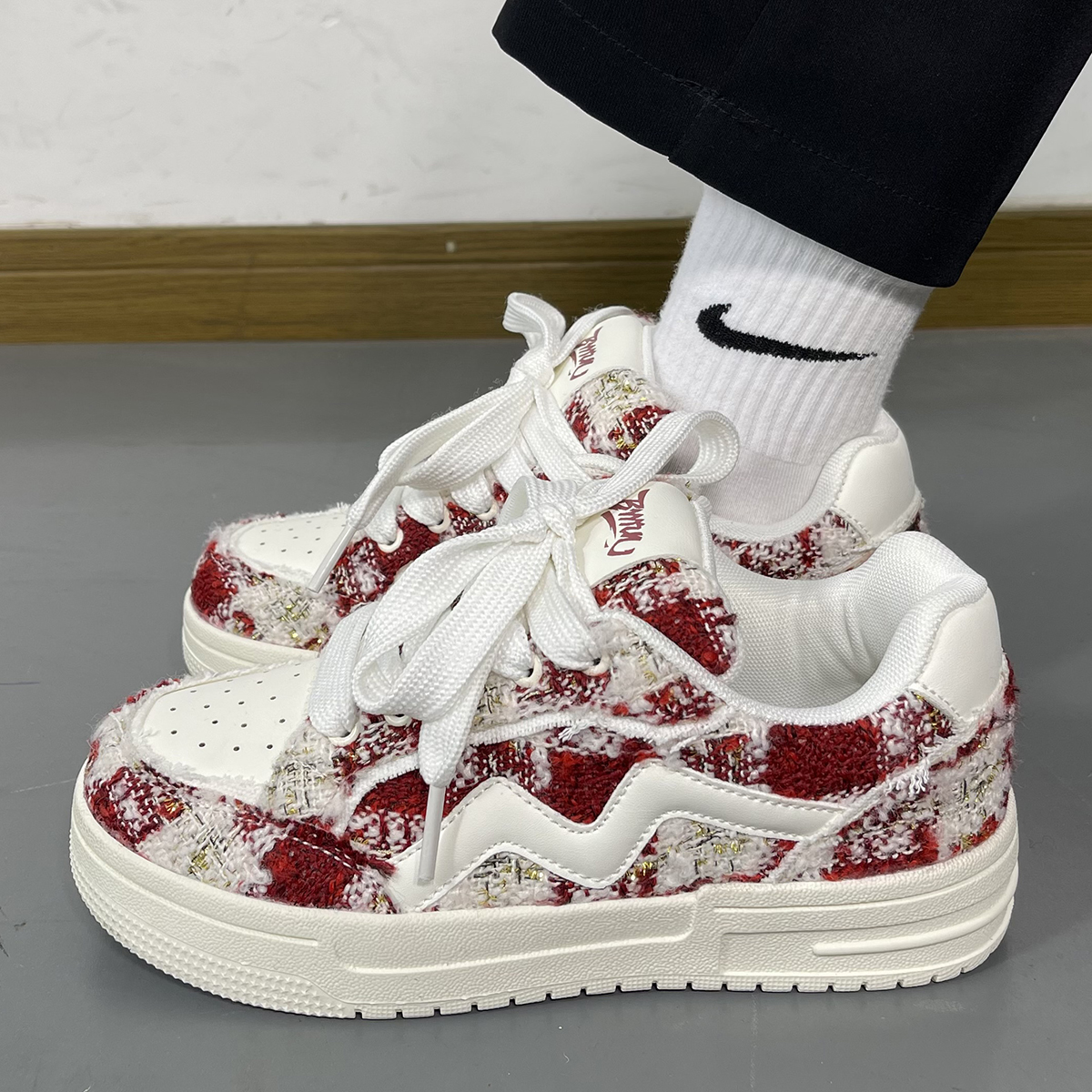 国潮男鞋ins复古潮流厚底板鞋