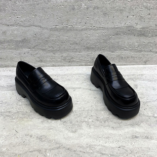 2026春季 乐福鞋 新款 单鞋 欧货皮面松糕跟厚底英伦风时尚 欧洲站女鞋