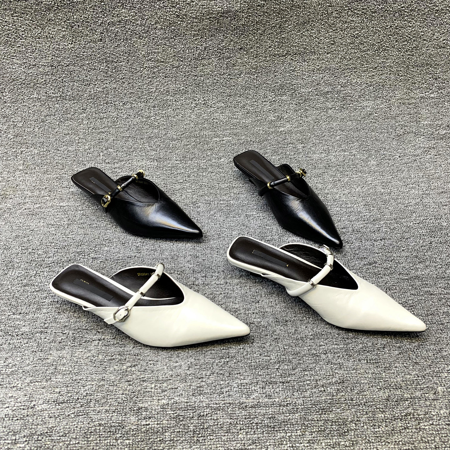 欧洲站女鞋2026春季新款欧货真皮尖头绑带细跟时尚拖鞋女外穿凉拖