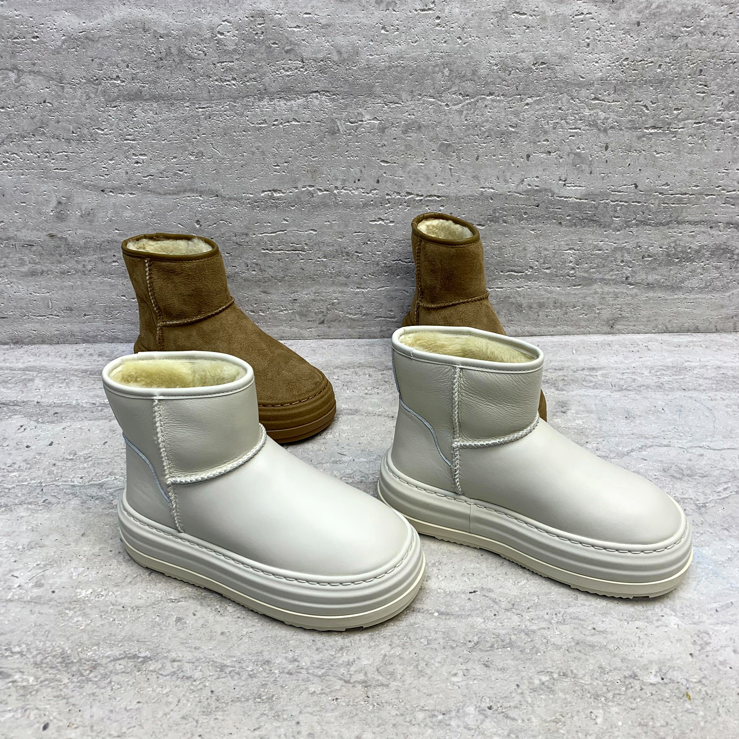 套筒绒里保暖厚底休闲短靴雪地靴