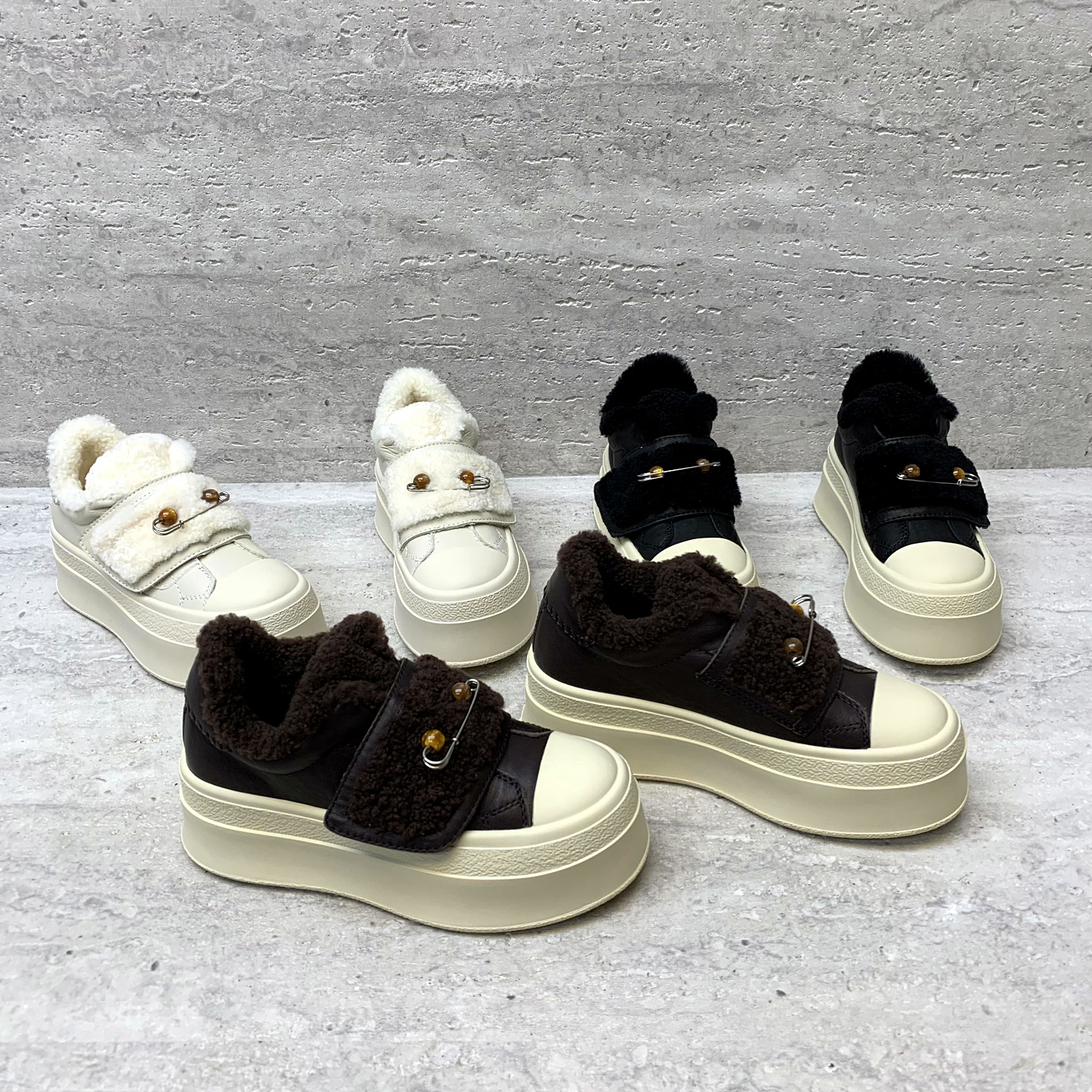 绒里保暖厚底增高魔术贴时尚棉鞋