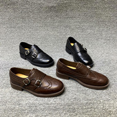 2026春季 新款 欧货真皮皮带扣英伦风低跟时尚 欧洲站女鞋 布洛克鞋 女