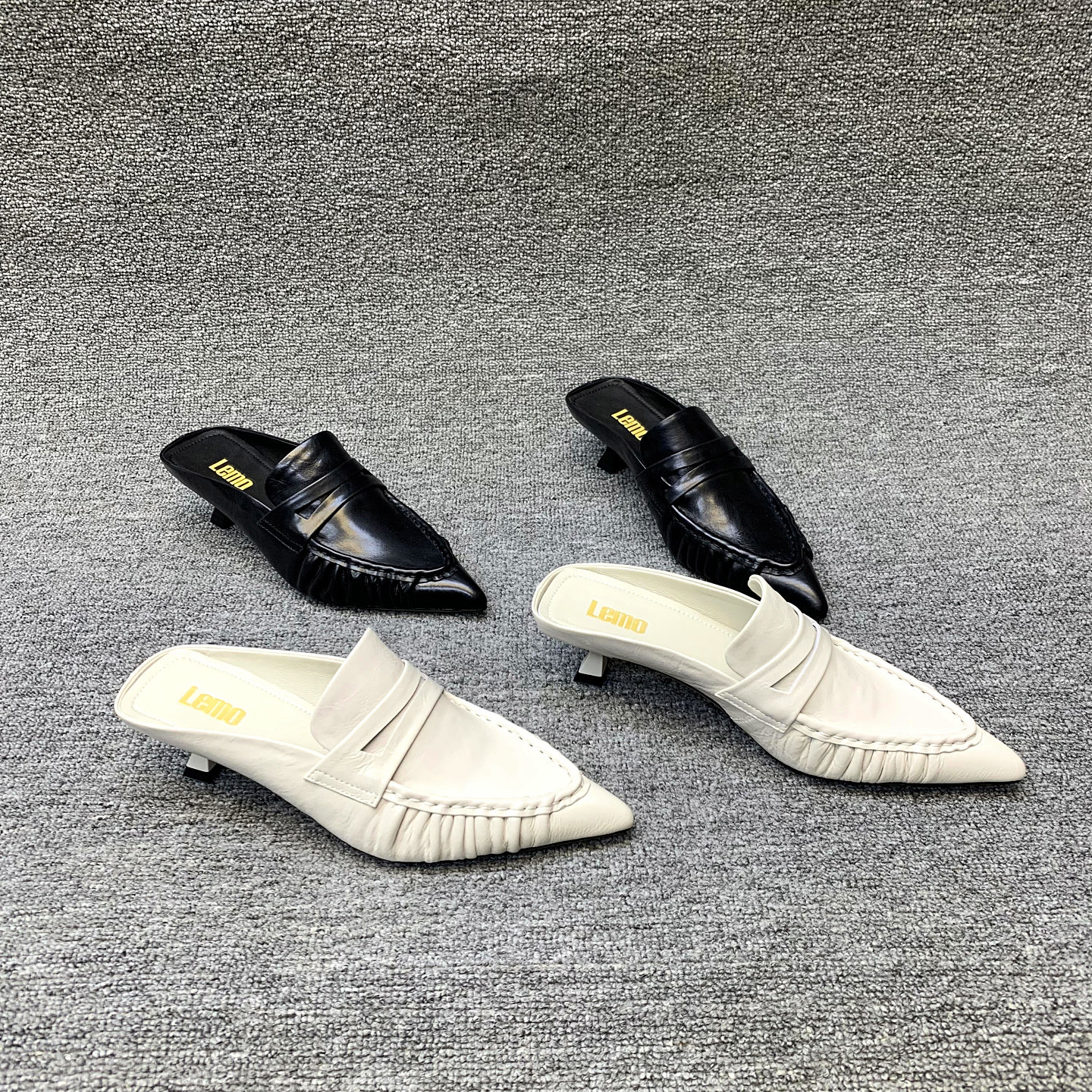 欧洲站女鞋2026春季新款欧货真皮小细跟尖头时尚高跟凉拖女半拖潮