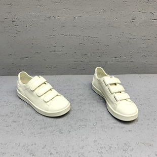 欧洲站女鞋2026春季新款欧货真皮魔术贴平底圆头休闲板鞋小白鞋女