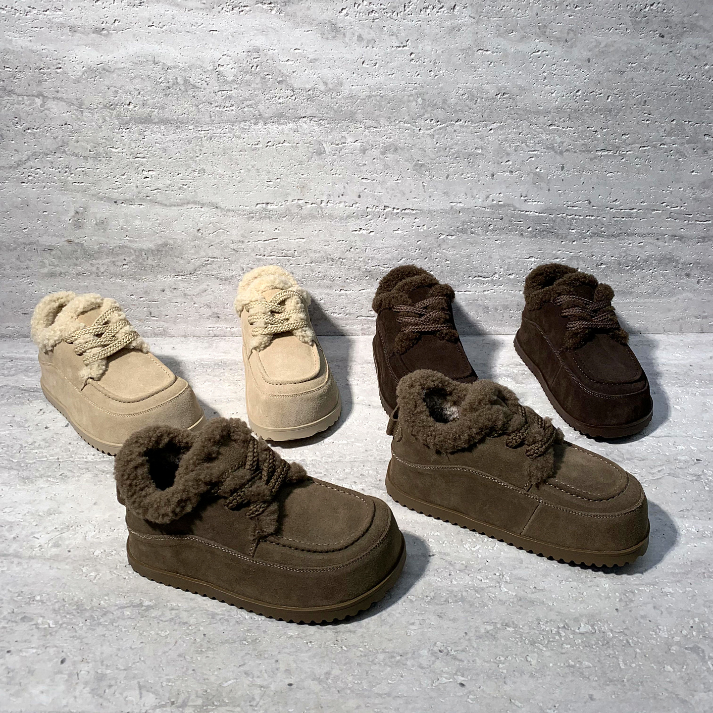 系带绒里保暖内增高棉鞋勃肯鞋