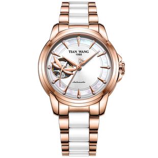 天王表 腕表霏系列机械表女表51031 白色表盘