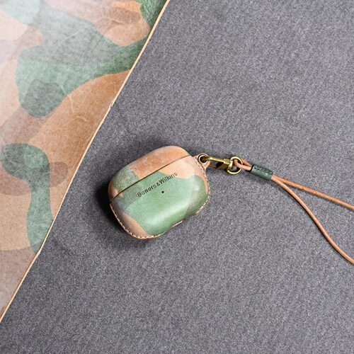 适用宝华韦健B&W蓝牙耳机壳pi8与pi6真皮保护套头层牛皮植鞣革挂扣挂绳乐马设计纯手工制作轻奢定制