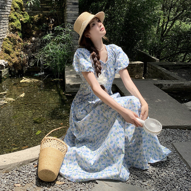 已出大货夏季新品田园清新V领小碎花连衣裙2C300-2521-P125-K188,女装连衣裙,2C300