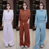 新款 2026春季 V领短款 上衣阔腿裤 HBZX710289 套装 辰大嗓严选