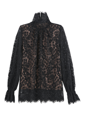 2026春季新款通勤风蕾丝高领上衣花纹肌理内搭上衣HBZW800204