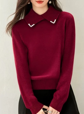 【小乐专享】2025冬季娃娃领装饰保暖翻领套头毛衣CSZXW760300
