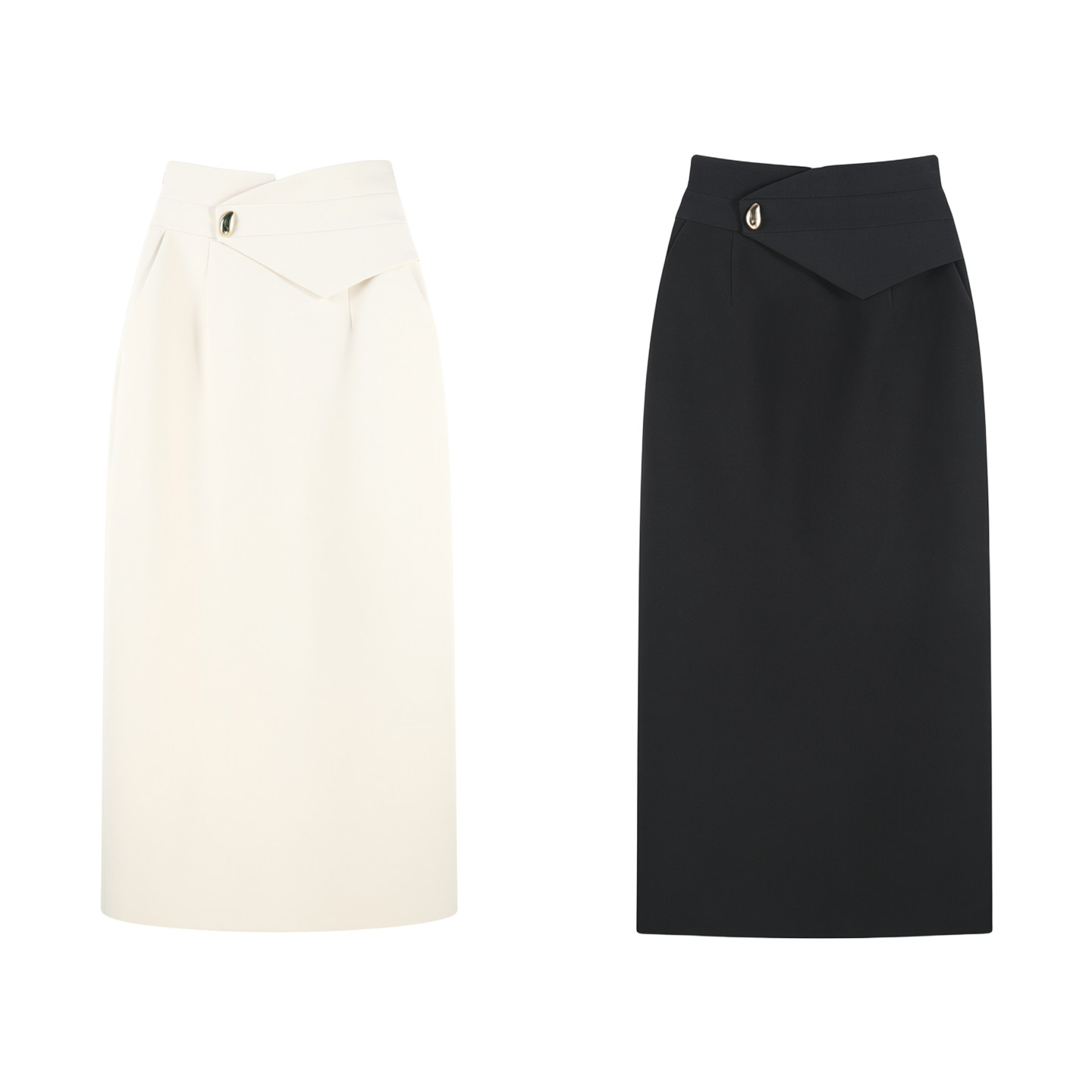 【金金宠粉】"小金扣半裙"春季优雅风装饰高腰垂感半身裙800264