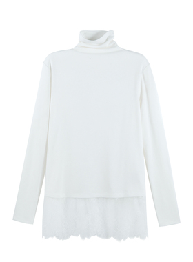 2025冬季新款气质优雅知性风蕾丝拼接高领打底衫上衣HBZW800125