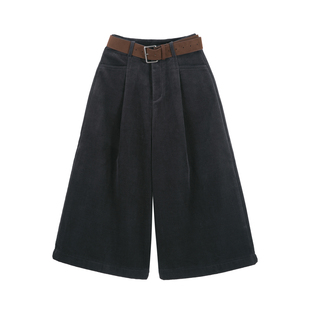 HBZWW918371 饰高腰阔腿休闲长裤 2025秋季 复古宽腰带装