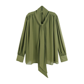 金金宠粉 雪纺衬衫 飘带衬衫 饰泡泡袖 710241 温柔风飘带装