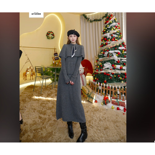 【呼呼严选专享】针织三件套秋冬气质高级感毛衣半身裙CSKDG00147