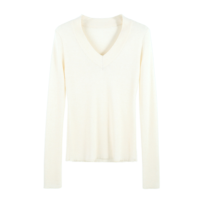 简约基础V领修身针织打底衫多色毛织上衣HBZX710153