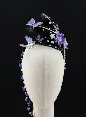 蝶香舞蹈头饰儿童古典舞少儿剧目蝴蝶头饰演出表演舞台发饰品定制