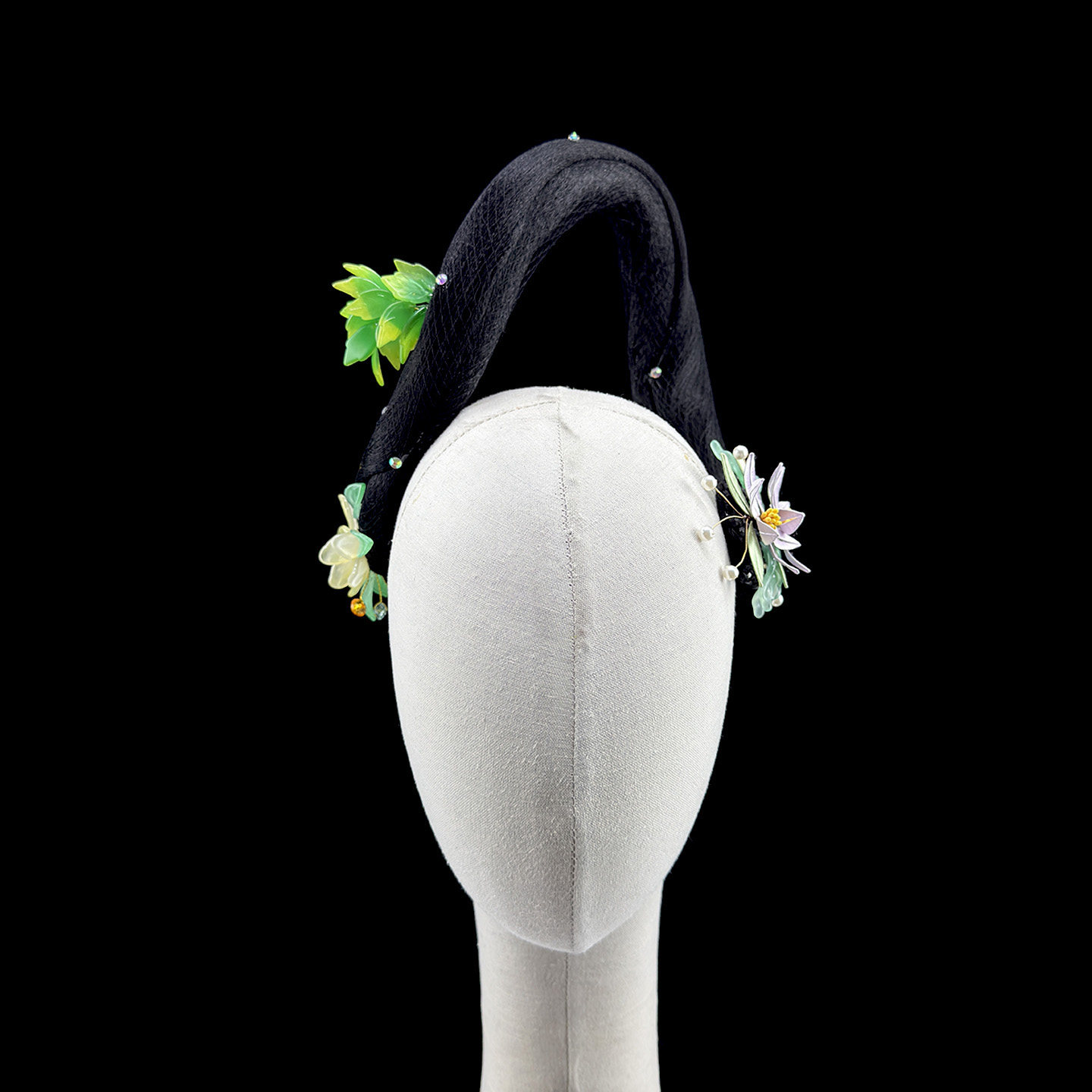 新款古典舞剧目风吟竹影舞蹈头饰独舞女艺考舞台表演假发发饰定制